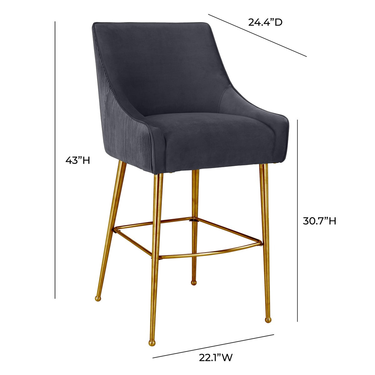 Beatrix Pleated Performance Velvet Stool